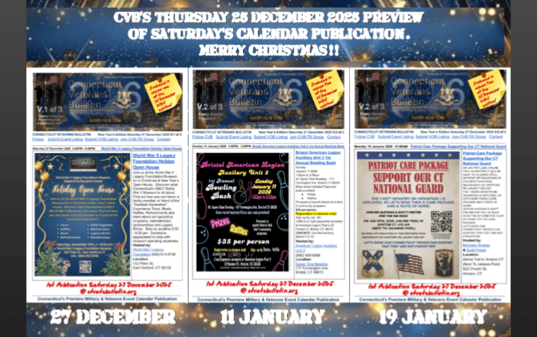 CVB’S Thursday 25 December 2025 Preview of Saturday’s Calendar Publication. MERRY CHRISTMAS!!