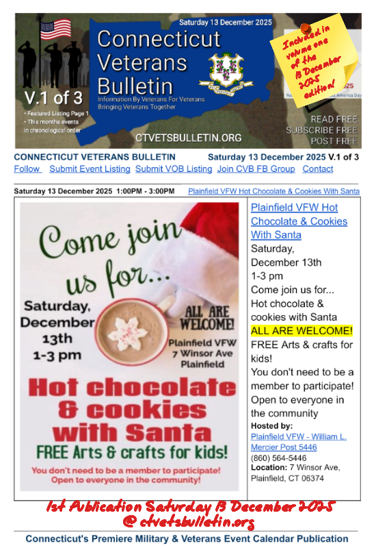 Plainfield VFW Hot Chocolate & Cookies With Santa
