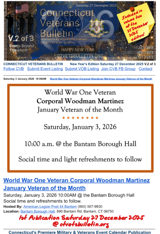 World War One Veteran Corporal Woodman Martinez January Veteran of the Month