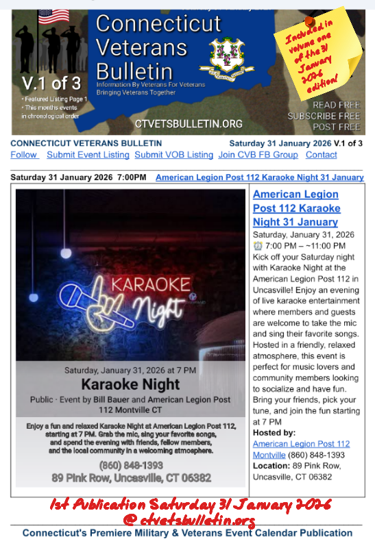 American Legion Post 112 Karaoke Night 31 January
