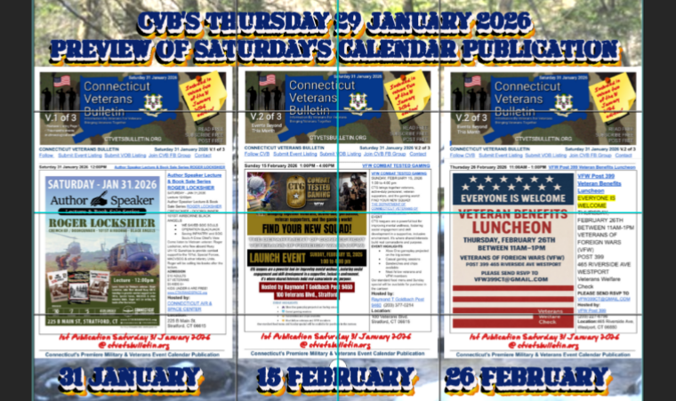 CVB’S Thursday 29 January 2026 Preview of Saturday’s Calendar Publication