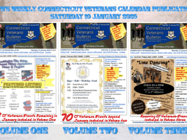 CVB’s Weekly Connecticut Veterans Calendar Publication Saturday 10 January,&nbsp;2026