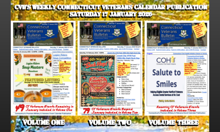 CVB's Weekly Connecticut Veterans Calendar Publication Saturday 17 January 2026