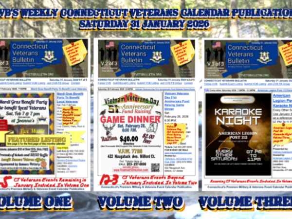 CVB’s Weekly Connecticut Veterans Calendar Publication Saturday 31 January,&nbsp;2026