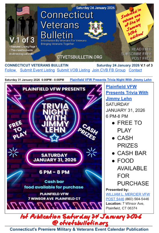 Plainfield VFW Presents Trivia Night With Jimmy Lehn