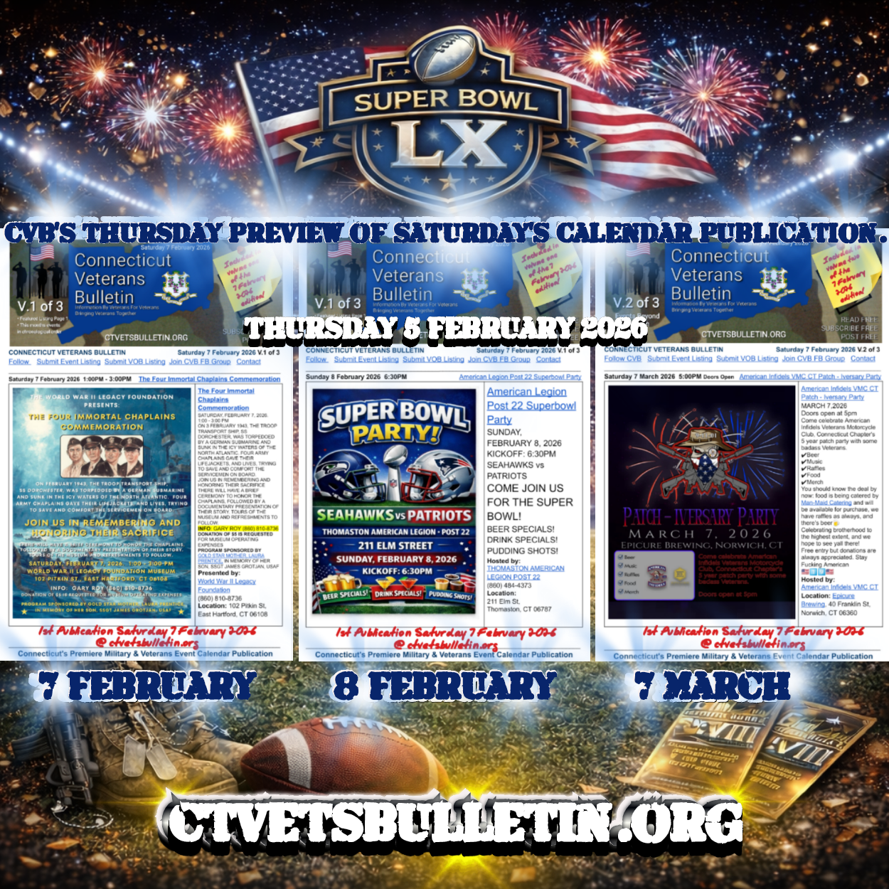 CVB’S Thursday 5 February 2026 Preview of Saturday’s Calendar Publication.