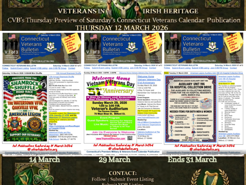 CVB’S Thursday 12 March 2026 Preview of Saturday’s Calendar&nbsp;Publication.